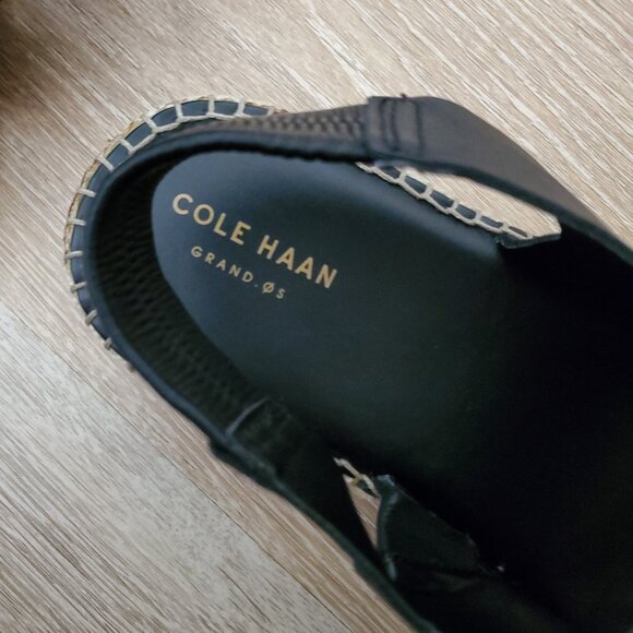 Cole Haan Women's Cloudfeel Espadrille Sandal - Black Leather Size 10.5 - Picture 11 of 16